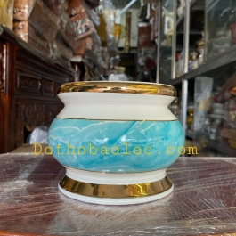 Bát Nhang Sứ Họa Tiết Đá Hoa Cương cao 9cm ngang 11cm - Màu Xanh 