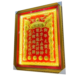 [30x38] Bài Vị Thần Tài Thổ Địa Bằng Đồng Khung Nhựa Nền đỏ Cao 38cm x Ngang 30cm