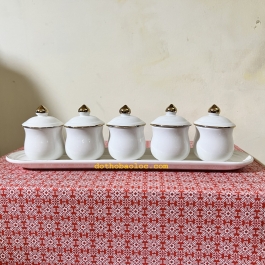 Chum nước, áng nước sứ hoạ tiết Đá Hoa Cương có nắp 5 ly – Màu Trắng