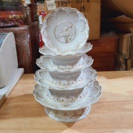 Đĩa trái cây sứ trắng bạch ngọc cao cấp cao 5cm đường kính 15cm