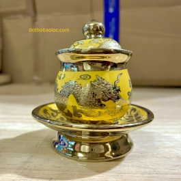 Hủ đựng muối gạo họa tiết rồng vàng 3D cao 9.5cm