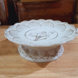 Đĩa trái cây sứ trắng bạch ngọc cao cấp cao 5cm đường kính 15cm