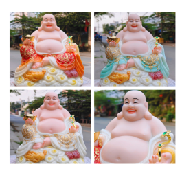 Tượng Phật Di lặc cầm gậy như ý bằng đá nhập khẩu cao cấp