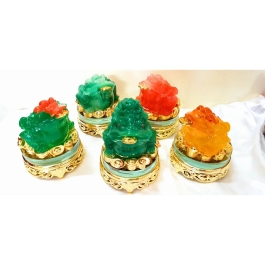 Cóc ngậm tiền vàng, thiềm thừ phong thủy cao 13cm - (đỏ, vàng, xanh, xanh đầu đỏ, xanh củ cải)