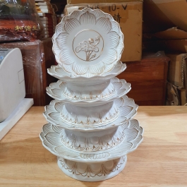 Đĩa trái cây sứ trắng bạch ngọc cao cấp cao 6cm ngang 17cm