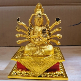 Tượng Phật Quan Thế Âm để xe ô tô màu vàng nhiều kiểu dáng - Kiểu 2