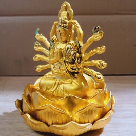 Tượng Phật Quan Thế Âm để xe ô tô màu vàng nhiều kiểu dáng - Kiểu 4