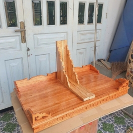 Bàn thờ treo tường gỗ xoan ngang 80cm - màu vàng ( kèm cặp Eke Gỗ ) 