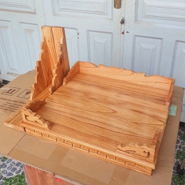 Bàn thờ treo tường gỗ xoan đào ngang 60cm trơn vàng nhạt