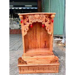 Bàn thờ Thần tài Thổ Địa gỗ xoan đào hàng Việt Nam sản xuất ngang 42cm - Hai màu Vàng, Đỏ