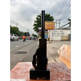 Khung ảnh thờ gia tiên gỗ tràm bông vàng để ảnh 15 x 21cm- màu đen, CÓ CHÂN