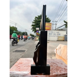 Khung ảnh thờ gia tiên gỗ tràm bông vàng để ảnh 18 x 24cm- màu đen, CÓ CHÂN 