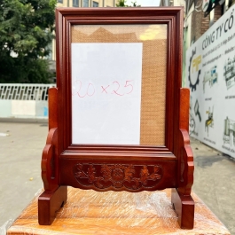 Khung ảnh thờ gia tiên gỗ tràm bông vàng để ảnh 15 x 21cm- màu đỏ, CÓ CHÂN 