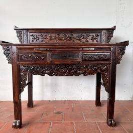 Bàn thờ gia tiên gỗ muồng 2 tầng ngang 1m27