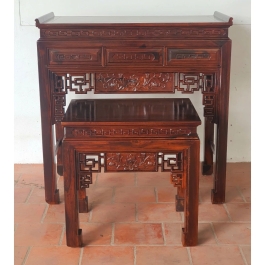 Bàn thờ gia tiên gỗ muồng mẹ bồng con ngang 1m54