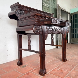 Bàn thờ gia tiên gỗ muồng 2 tầng ngang 1m07