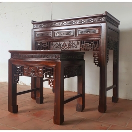 Bàn thờ gia tiên gỗ muồng mẹ bồng con cao 1m27