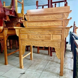 Bàn thờ gia tiên gỗ gõ đỏ 3 tầng ngang 1m07