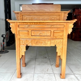 Bàn thờ gia tiên hai tầng gỗ gõ đỏ ngang 1.53m
