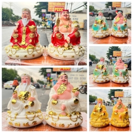 [6inch] Tượng Thần Tài Thổ Địa Chiêu Tài Lộc Đá Việt Nam Cao 17cm - 5 màu ( Vàng, Xanh Ngọc, Đỏ, Trắng, Xanh Lá )