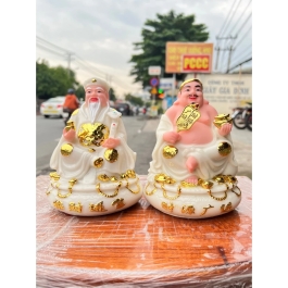 [6inch] Tượng Thần Tài Thổ Địa Chiêu Tài Lộc Đá Việt Nam Cao 17cm - 5 màu ( Vàng, Xanh Ngọc, Đỏ, Trắng, Xanh Lá )