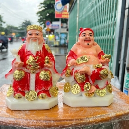 [7inch] Tượng Thần tài Thổ Địa đá Việt Nam Cao 19cm - Đỏ