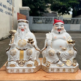 [8inch] Tượng Thần Tài Thổ Địa sứ cao cấp cao 19cm – Trắng