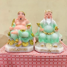 [8inch] Tượng Thần Tài Thổ Địa đá nhập khẩu cao cấp Cao 19cm – Xanh