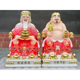 [8inch] Tượng Thần Tài Thổ Địa Áo Gấm Đá Nhập Khẩu Cao cấp 8inch - Màu đỏ