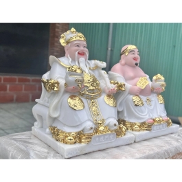 [10inch]Tượng Thần Tài Thổ Địa Đá Nhập Khẩu Cao Cấp cao 26cm – màu trắng ( Phú Quý )