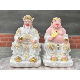 [8inch] Tượng Thần tài Thổ Địa bằng đá nhập khẩu cao cấp cao 22cm – Màu trắng