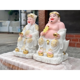 [10inch] Tượng Thần tài Thổ Địa bằng đá nhập khẩu cao cấp cao 25cm – Màu trắng