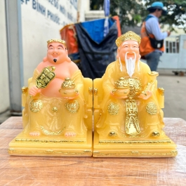 [12inch] Tượng Thần tài Thổ Địa ngồi ghế đá nhập khẩu mẫu mới nhất cao 30cm –Vàng