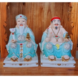 [8inch] Tượng Thần Tài Thổ Địa sứ đức hóa cao cấp nhập khẩu Đài Loan cao 23.5cm –Xanh