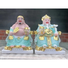 [12inch] Tượng Thần tài Thổ Địa bằng đá nhập khẩu cao cấp cao 30cm – Màu xanh