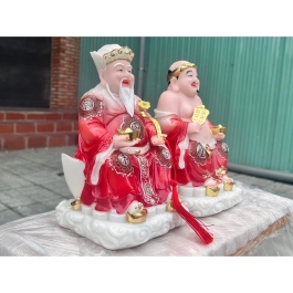[8inch] Tượng Thần tài Thổ Địa áo gấm bằng đá nhập khẩu cao cấp cao 22cm – Màu đỏ
