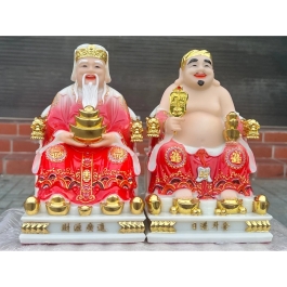 [8inch] Tượng Thần Tài Thổ Địa Áo Gấm Đá Nhập Khẩu Cao cấp 8inch - đỏ