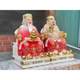 [8inch] Tượng Thần Tài Thổ Địa Áo Gấm Đá Nhập Khẩu Cao cấp 8inch - đỏ