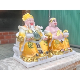 [12inch] Tượng Thần tài Thổ Địa bằng đá cao cấp cao 30cm - Màu Vàng ( Phú Quý )