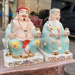 [10inch] Tượng Thần Tài Thổ Địa sứ đức hóa cao cấp nhập khẩu Đài Loan cao 25cm – xanh