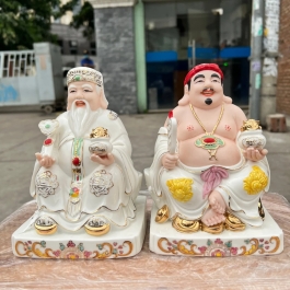 [10inch] Tượng Thần Tài Thổ Địa sứ đức hóa cao cấp nhập khẩu Đài Loan cao 25cm – Trắng