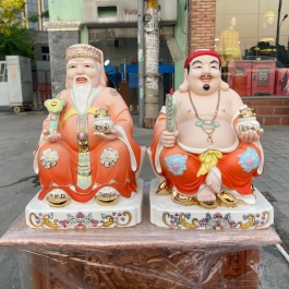 [10inch] Tượng Thần Tài Thổ Địa sứ đức hóa cao cấp nhập khẩu Đài Loan cao 25cm – Cam