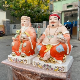 [10inch] Tượng Thần Tài Thổ Địa sứ đức hóa cao cấp nhập khẩu Đài Loan cao 25cm – Cam