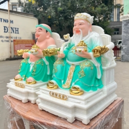 [10inch] Tượng Thần tài Thổ Địa ngồi ghế đá nhập khẩu mẫu mới nhất cao 25cm – Xanh