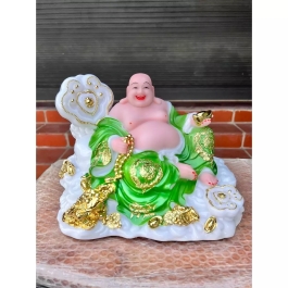 [12inch] Tượng Di Lặc Tôn Phật Đá Nhập Mẫu Như Ý Ngang 26cm - 5 Màu (Trắng, Đỏ, Vàng, Xanh lá, Xanh lam)