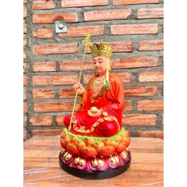 [12inch] Tượng Địa Tạng Vương Bồ Tát Ngồi Đài Sen Hàng Cao Cấp Cao 30cm - Màu Đỏ