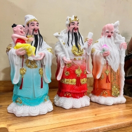 Tượng Phúc Lộc Thọ bằng đá Việt Nam cầu bình an tài lộc cao 36cm ( Bộ Tam Đa)