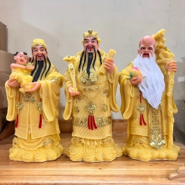 Tượng Phúc Lộc Thọ bằng đá Việt Nam cầu bình an tài lộc cao 36cm ( Bộ Tam Đa)