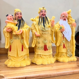 Tượng Phúc Lộc Thọ bằng đá Việt Nam cầu bình an tài lộc cao 36cm ( Bộ Tam Đa)