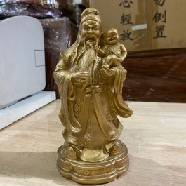 Tượng Phúc Lộc Thọ bằng bột đá màu đồng cầu bình an tài lộc cao 36cm đẹp bền rẻ ( bộ tam đa )